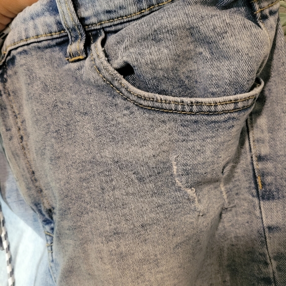 Celebrity Pink | Acid Wash Denim Jogger | Distressed and Elastic Waist | Large - Picture 4 of 15